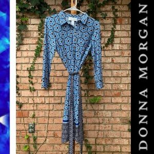 Donna Morgan Collared Button Down Tie Dress